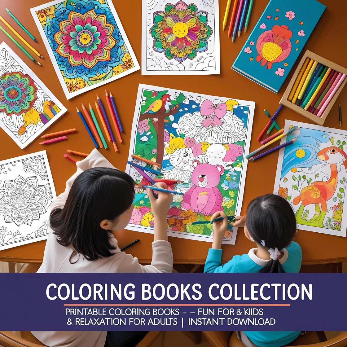 Coloring Books Collection – Printable Pages for Kids, Adults & All Skill Levels