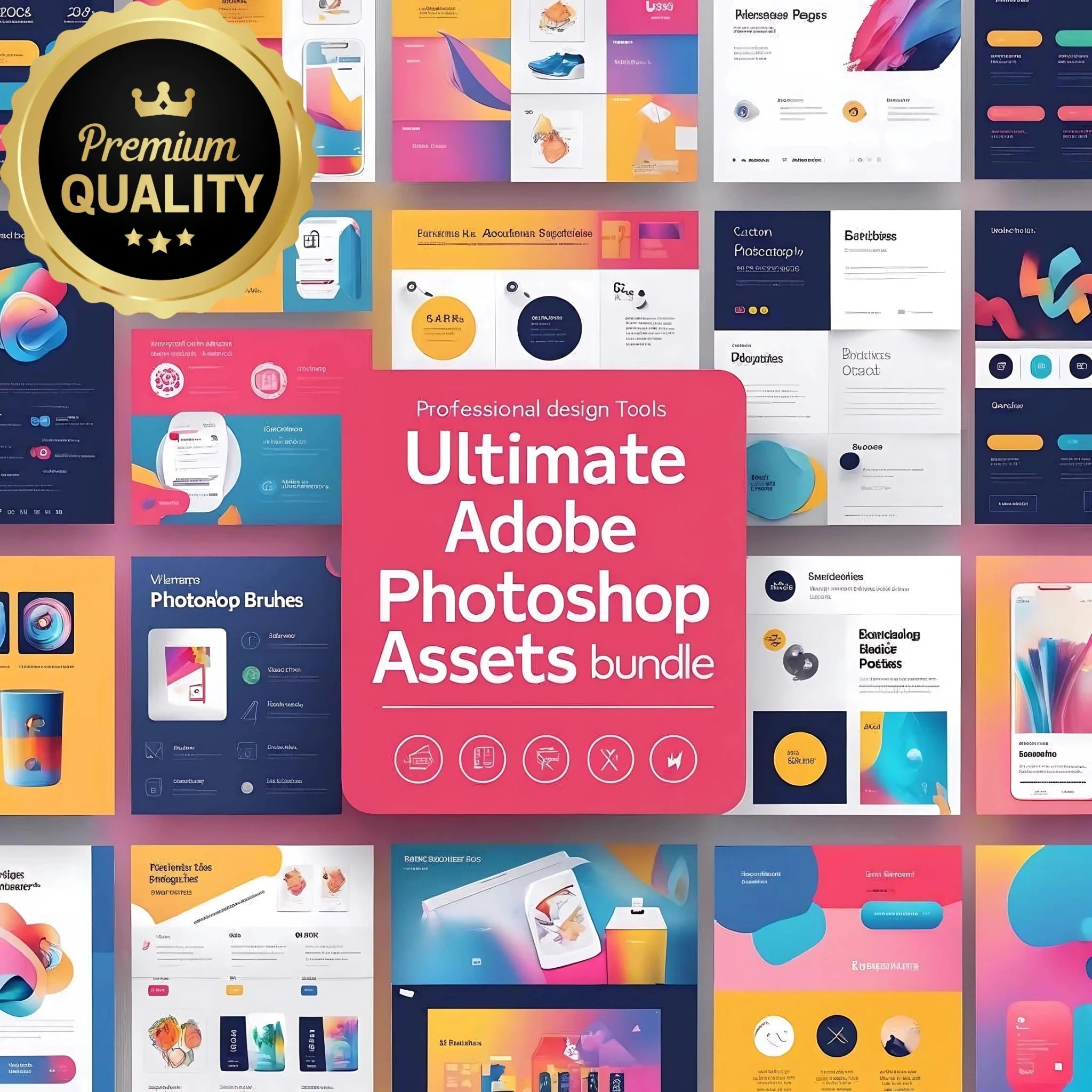 Ultimate Adobe Photoshop Assets Bundle – Editable Templates, Brushes, Mockups & More