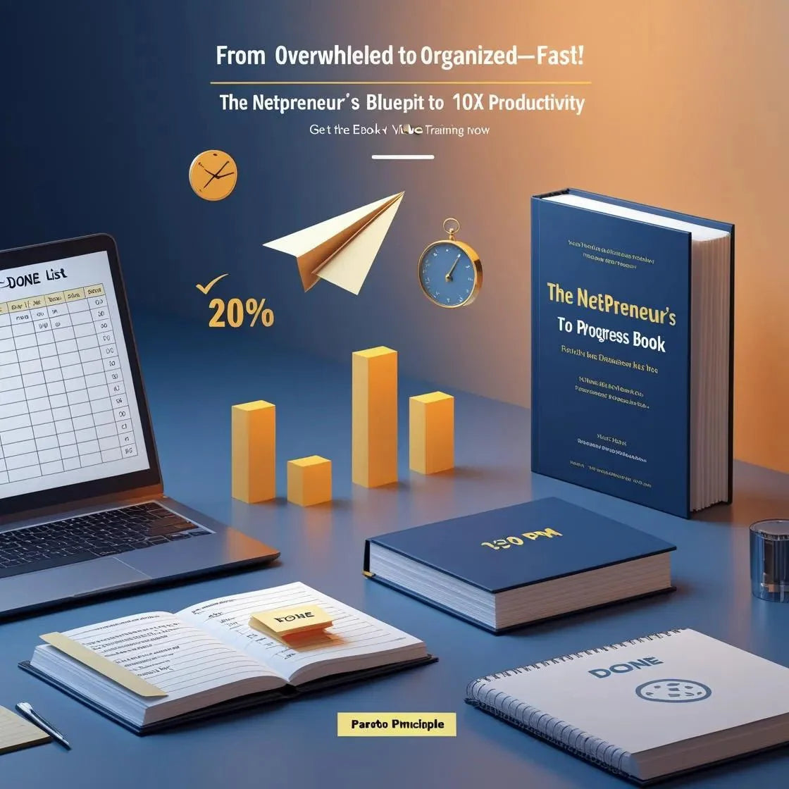 Overwhelmed? The Netpreneur’s Time Mastery Blueprint: Get 10X More Done in Half the Time (Ebook + Video Training)