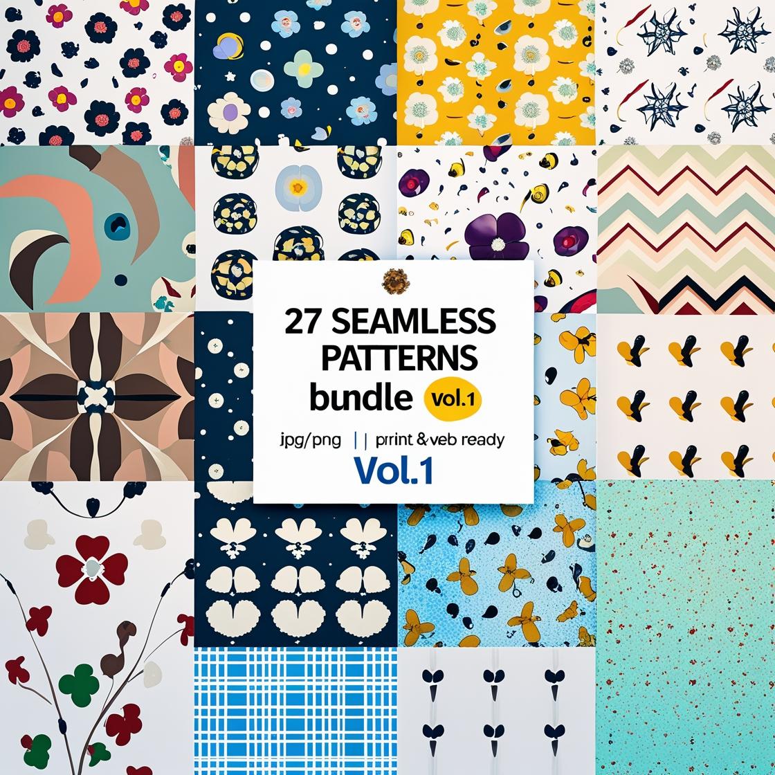 🧵 Seamless Pattern Bundle  – 27 High-Quality Tileable Designs for Backgrounds & More