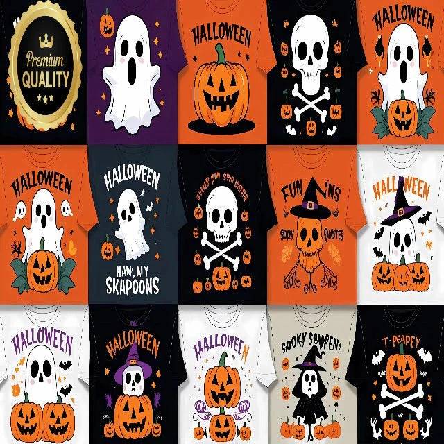 Halloween T-Shirt Design Pack – Spooky, Funny & Creepy Graphic Templates for Men, Women & Kids
